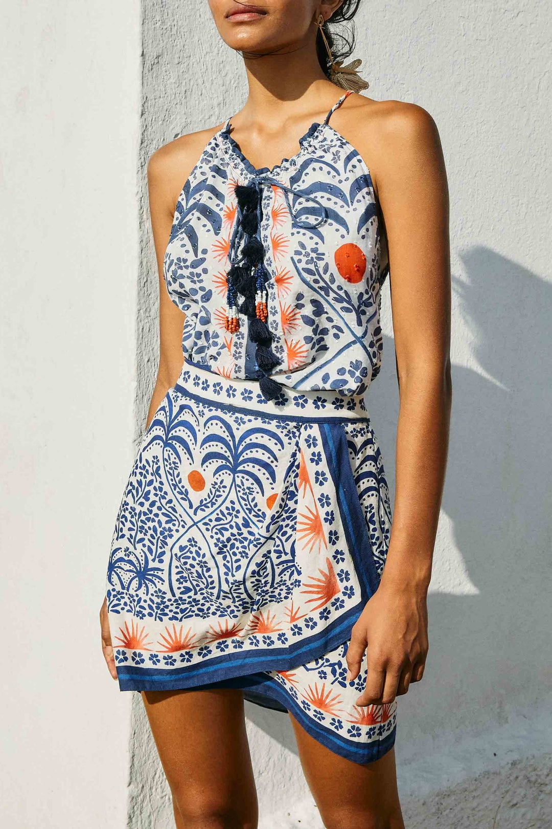 MEDIA OFF LINE_Mini jupe Afternoon Breeze en lin - Multicolore