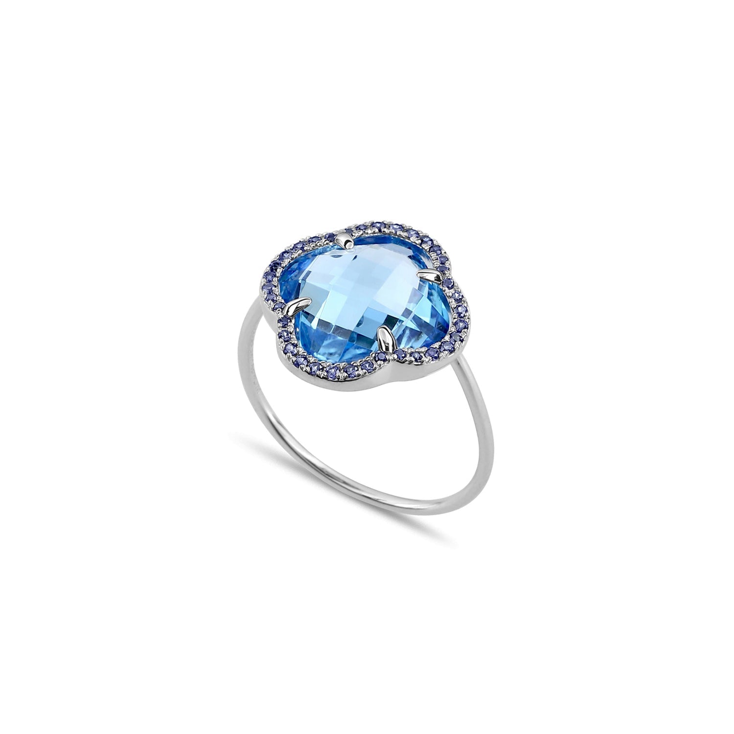 Bague Victoria Diamant en or blanc & Topaze et Saphir - Bleu