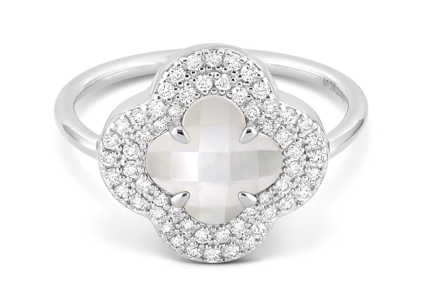 White Gold & Mother of Pearl Victoria Diamond Ring - White