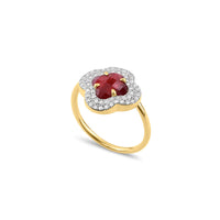 Yellow Gold & Quartz Victoria Diamond Ring - Red & White