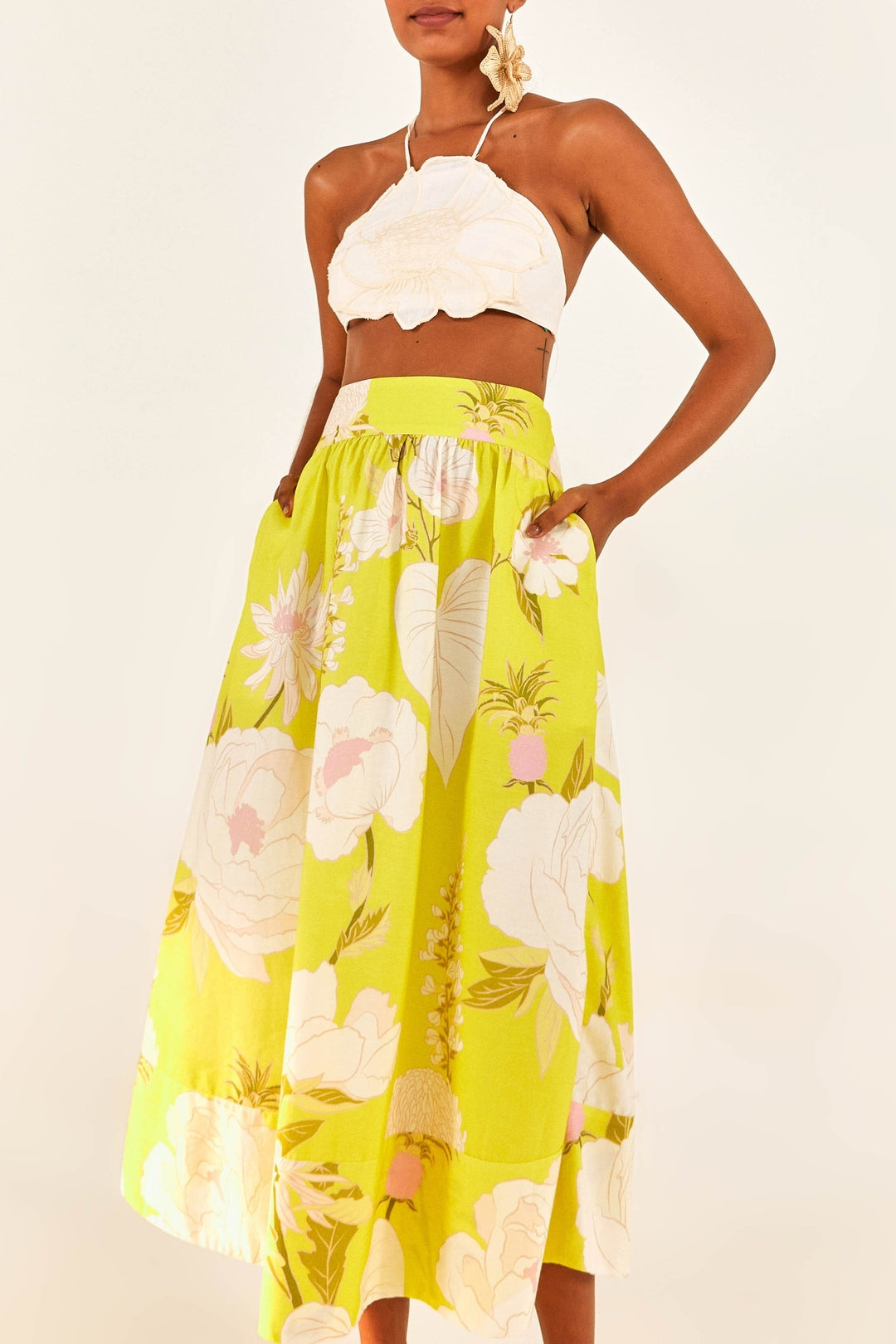 Jupe longue Neon Garden - Jaune