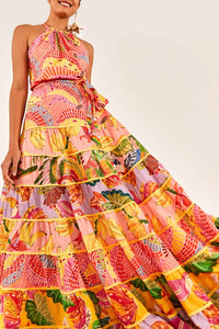 Robe longue à imprimé - Multicolore