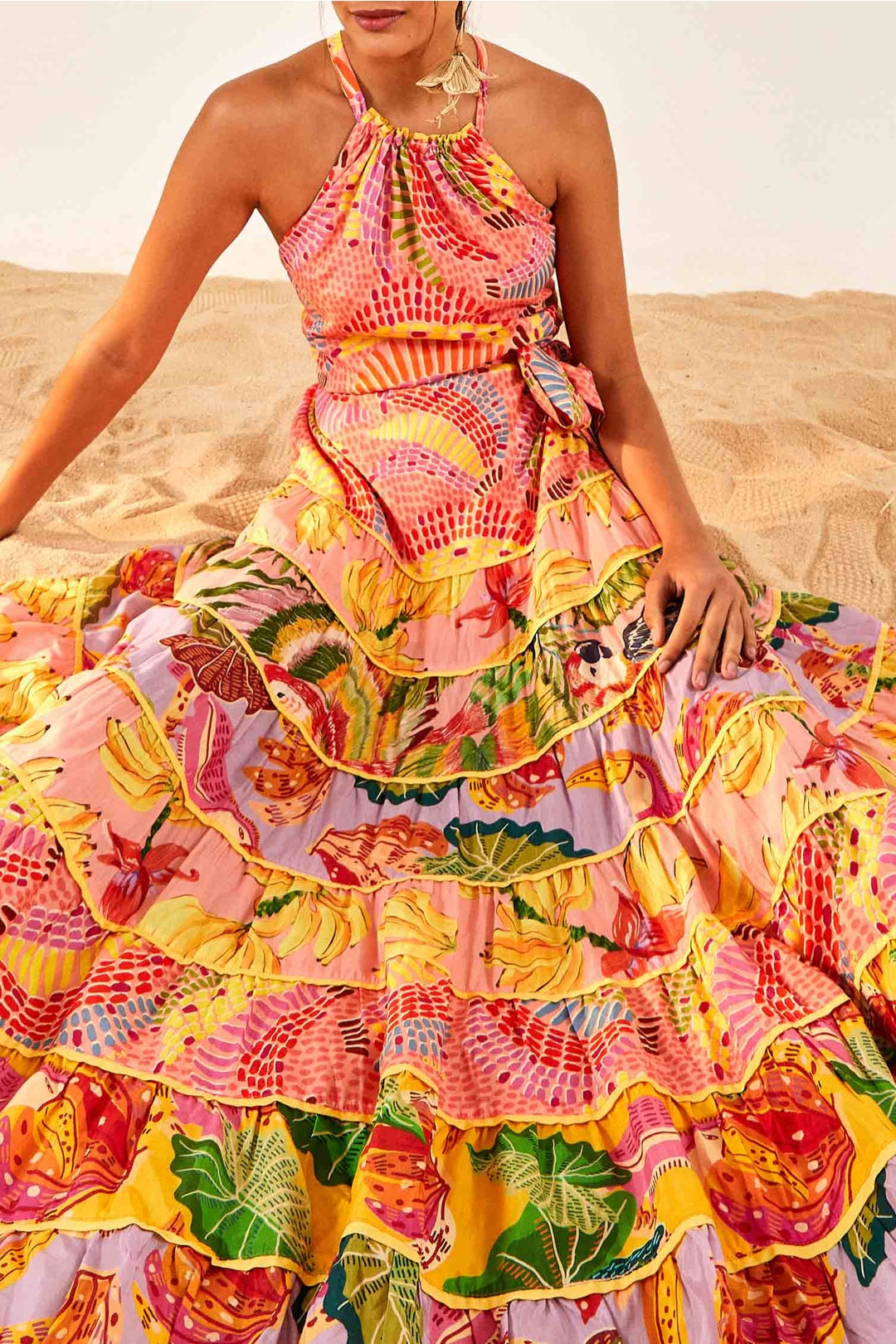 Robe longue à imprimé - Multicolore