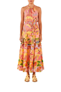 Robe longue à imprimé - Multicolore