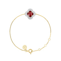 Bracelet Victoria Diamant en or jaune & Quartz et Diamant - Rouge & Blanc