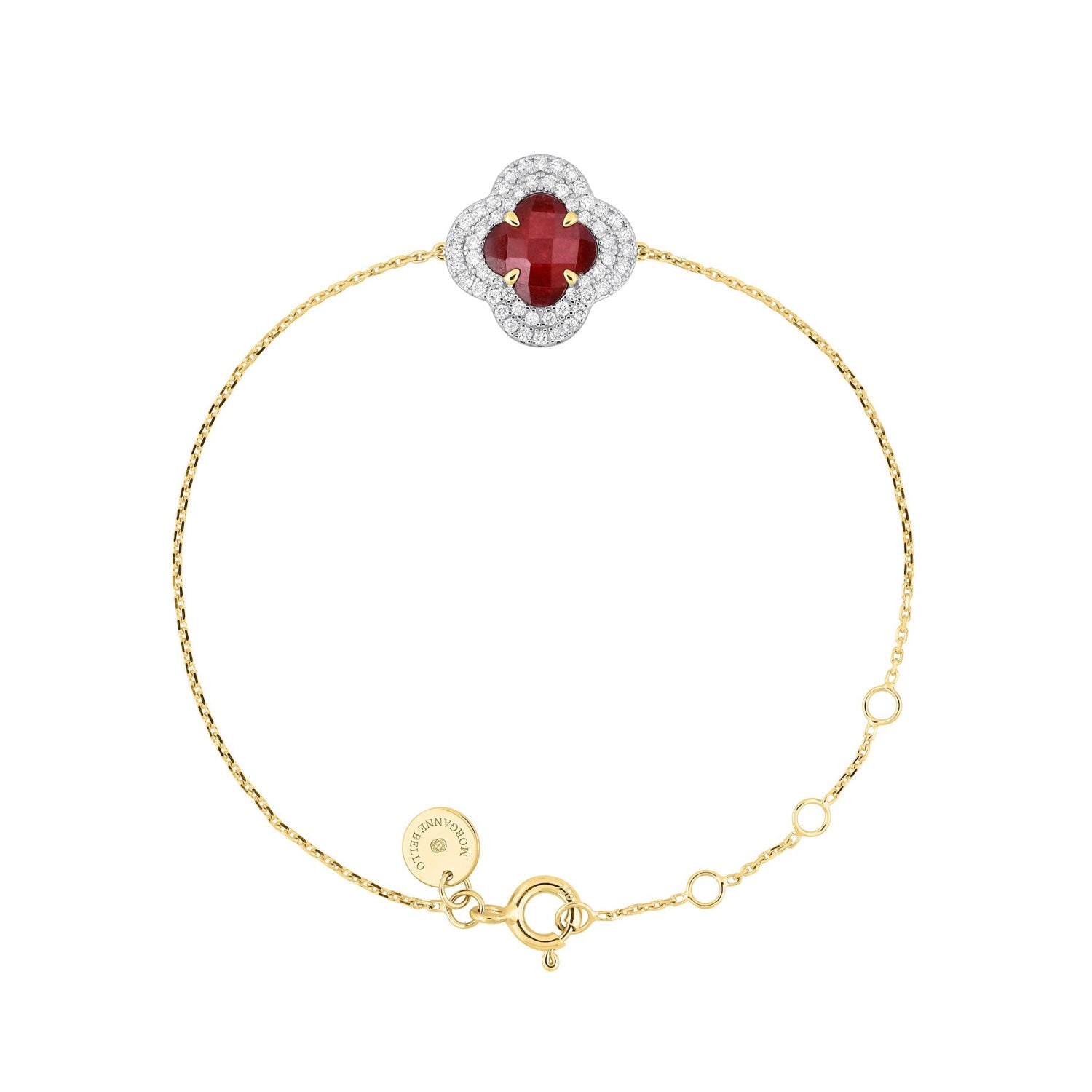 Bracelet Victoria Diamant en or jaune & Quartz et Diamant - Rouge & Blanc