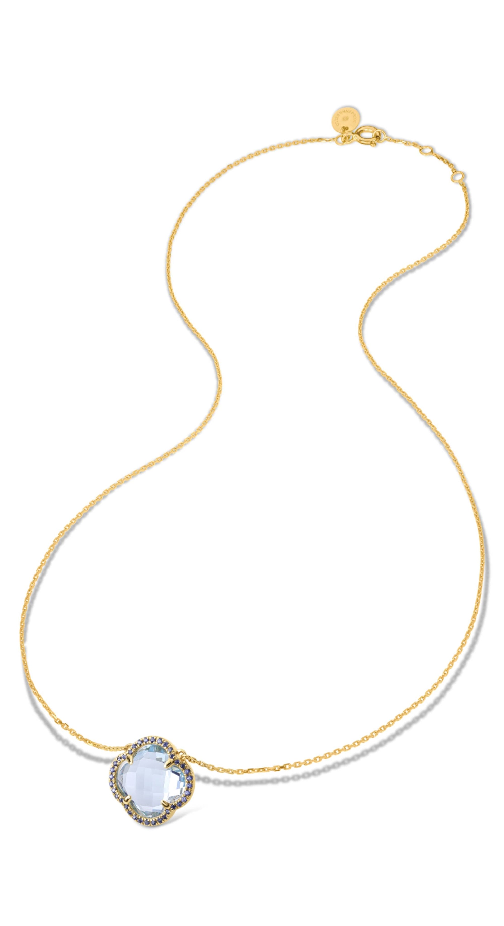 Collier Victoria Diamant en or jaune & Topaze et Saphir - Bleu
