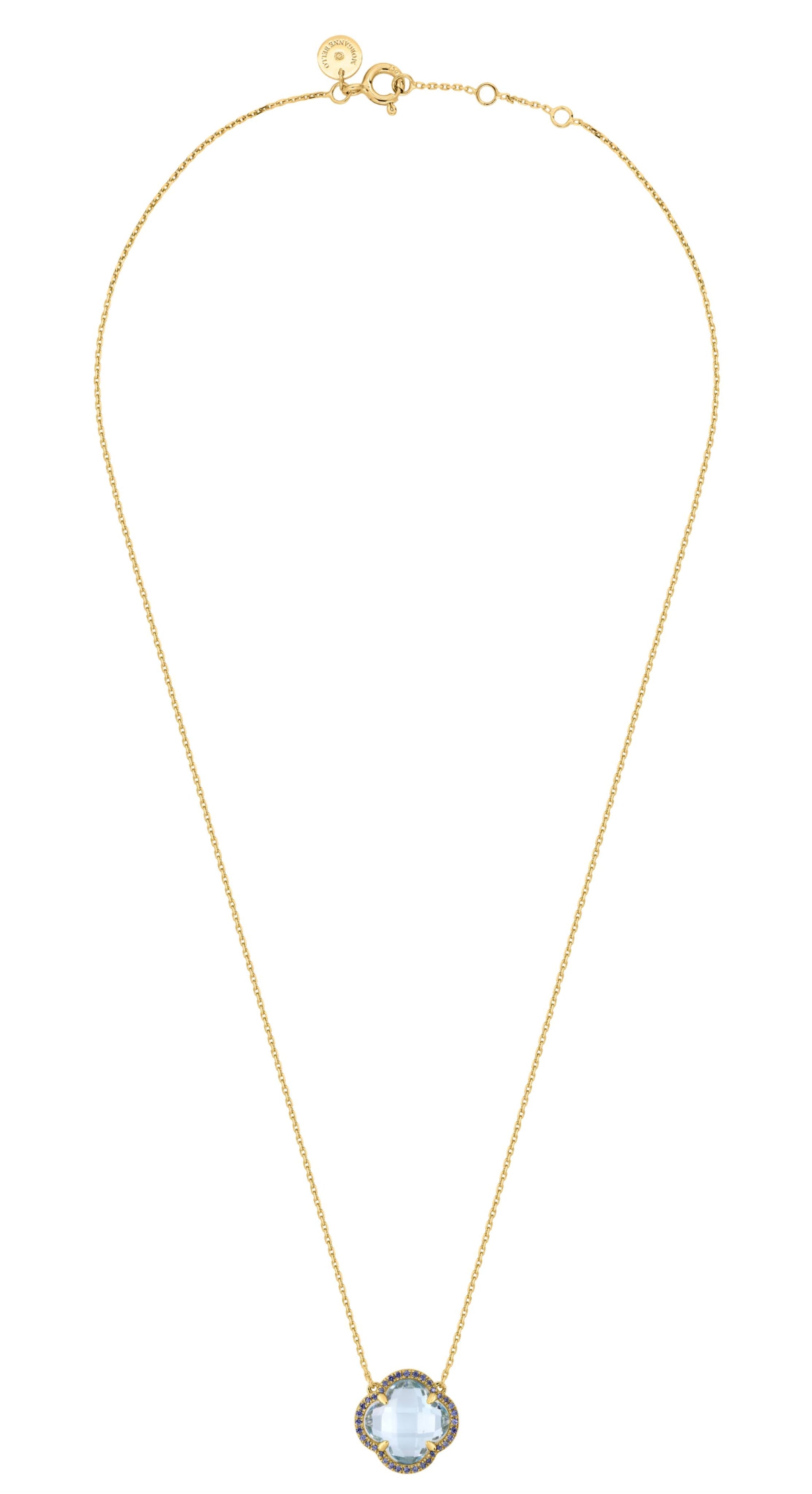 Collier Victoria Diamant en or jaune & Topaze et Saphir - Bleu