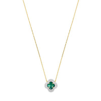 Yellow Gold & Agate Victoria Diamond Necklace - Green & White