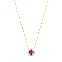 Collier Victoria Diamant en or jaune & Quartz et Diamant - Rouge & Blanc