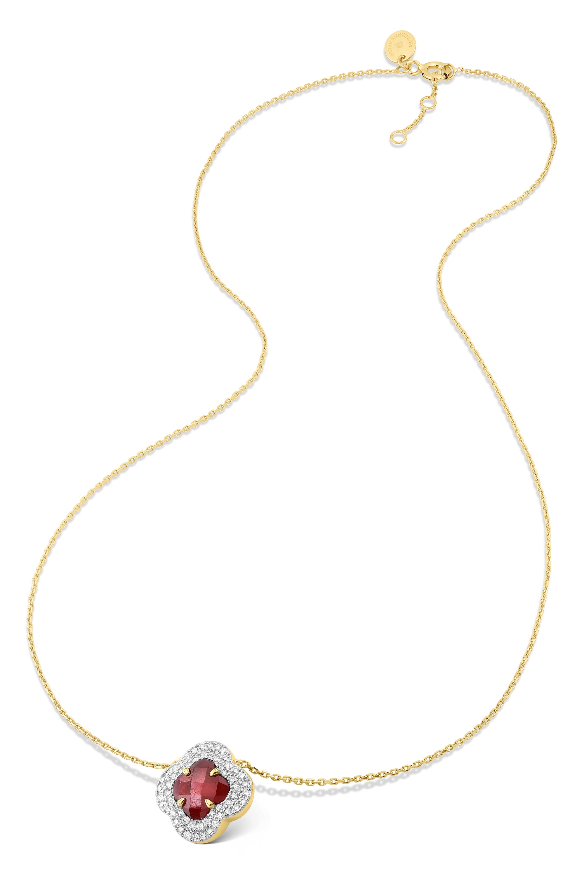 Collier Victoria Diamant en or jaune & Quartz et Diamant - Rouge & Blanc