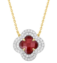 Collier Victoria Diamant en or jaune & Quartz et Diamant - Rouge & Blanc