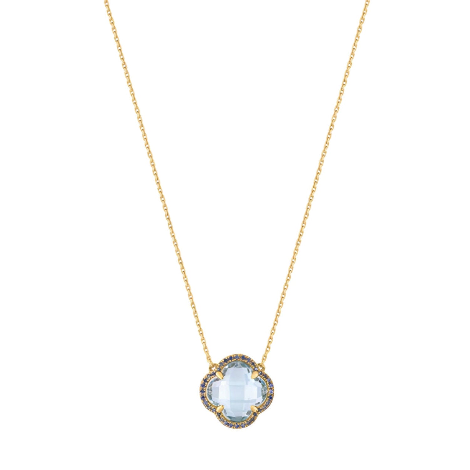 Collier Victoria Diamant en or jaune & Topaze et Saphir - Bleu