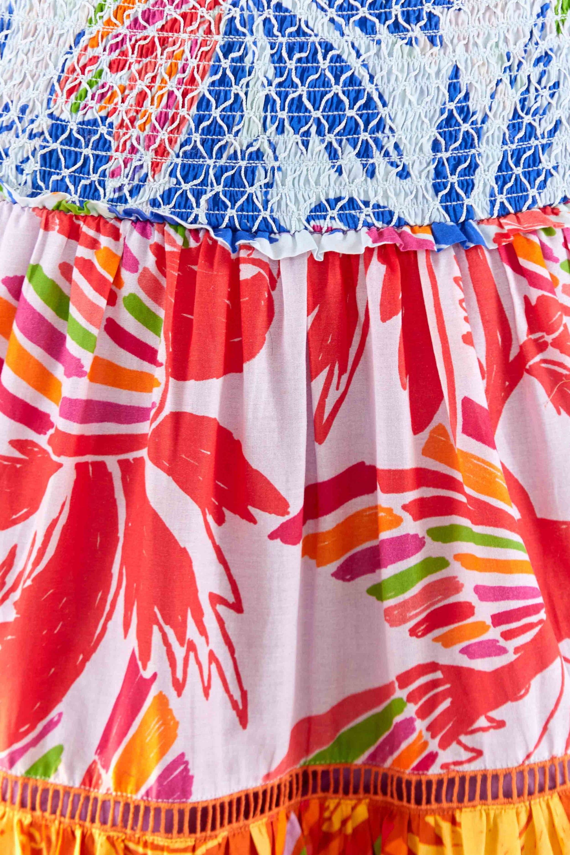Jupe midi Color Birds en coton - Multicolore