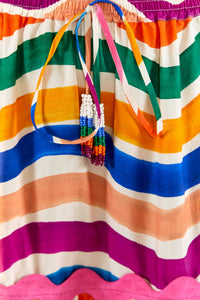 Jupe longue Dancing Stripes en coton - Multicolore