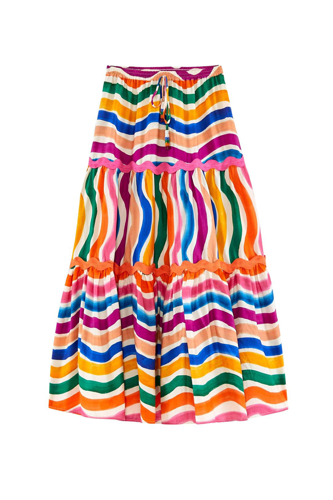 Jupe longue Dancing Stripes en coton - Multicolore