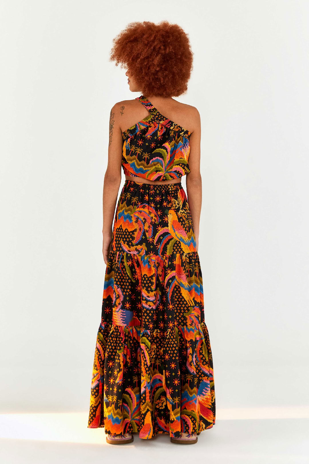 Jupe longue Macaw Island en lin - Multicolore