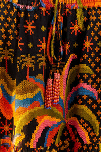 Jupe longue Macaw Island en lin - Multicolore