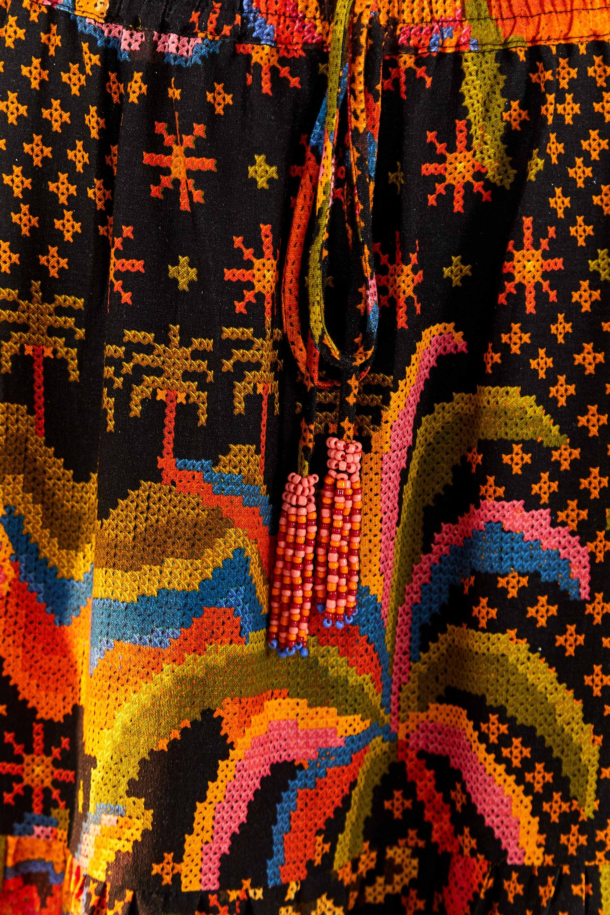Jupe longue Macaw Island en lin - Multicolore