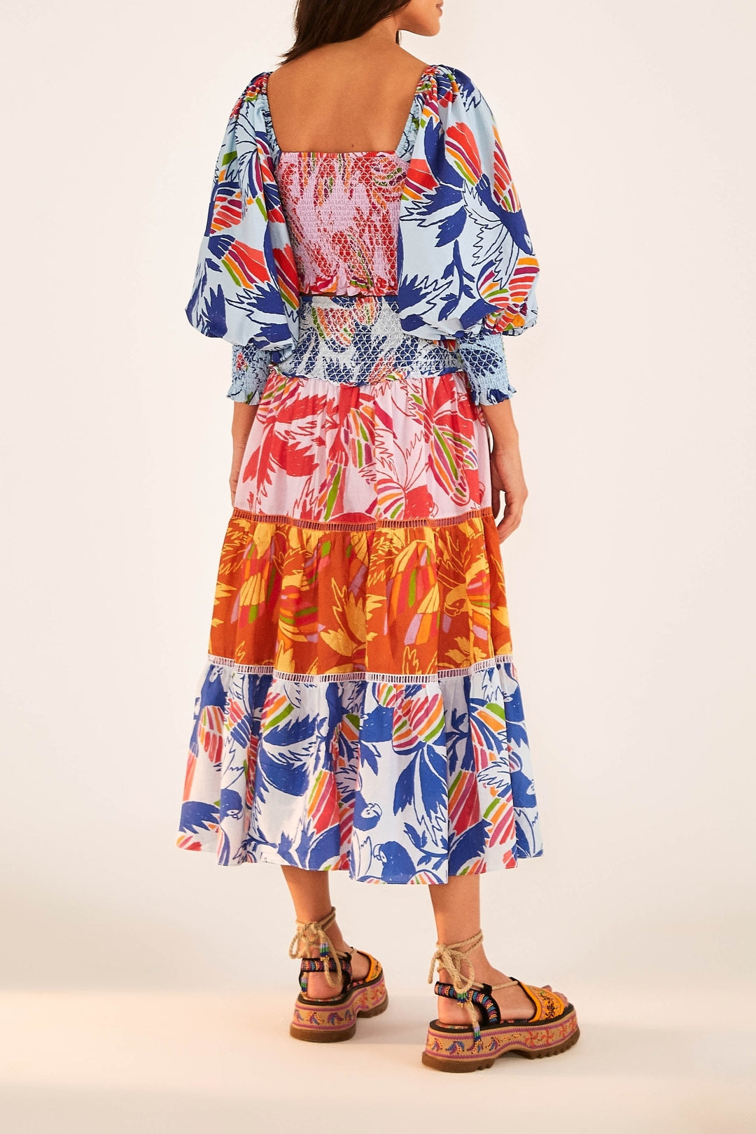 Blouse courte Birds en coton - Multicolore