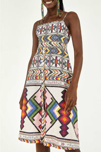 Amulette midi dress in linen - Multicolour