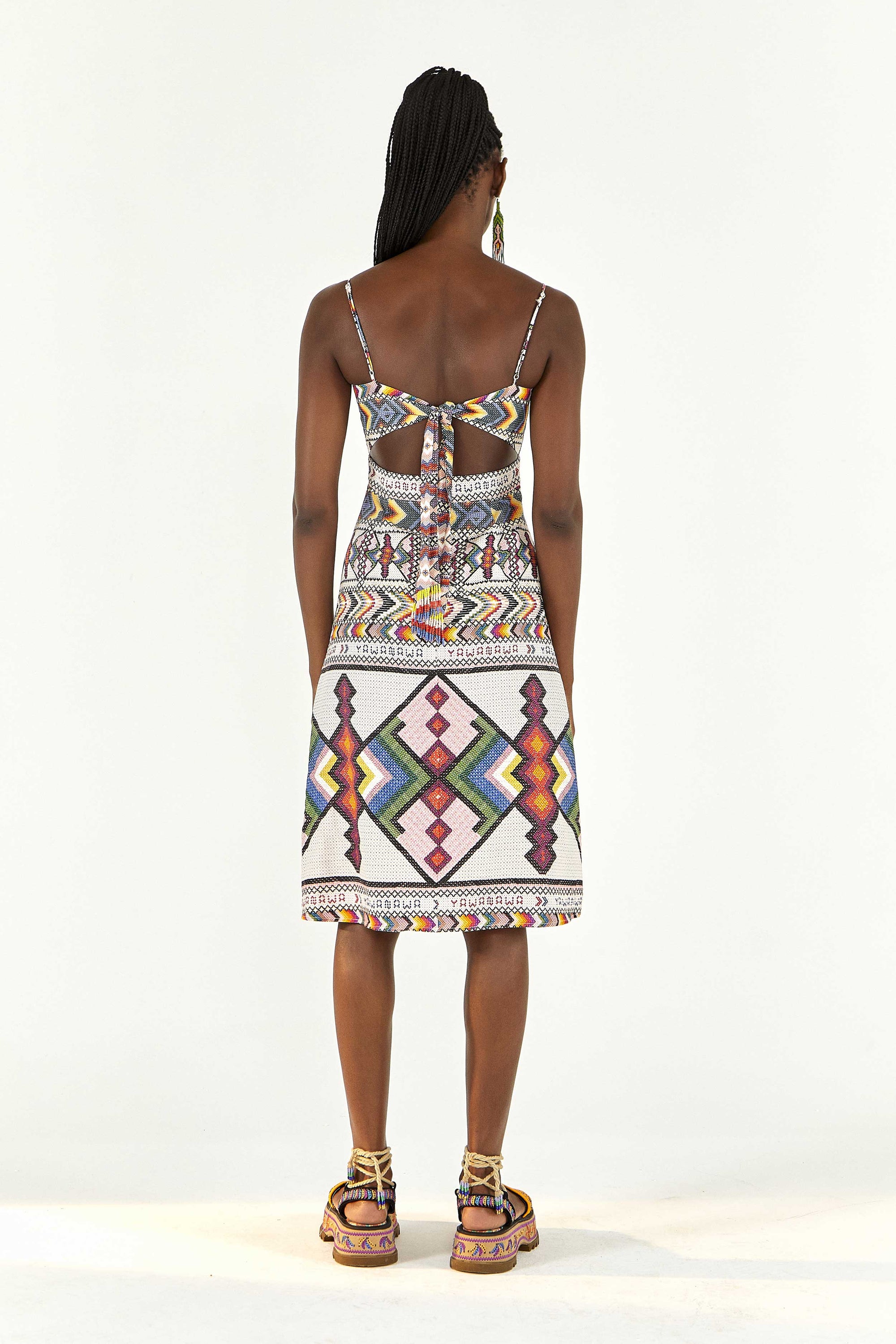 Amulette midi dress in linen - Multicolour