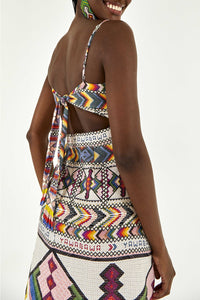Amulette midi dress in linen - Multicolour