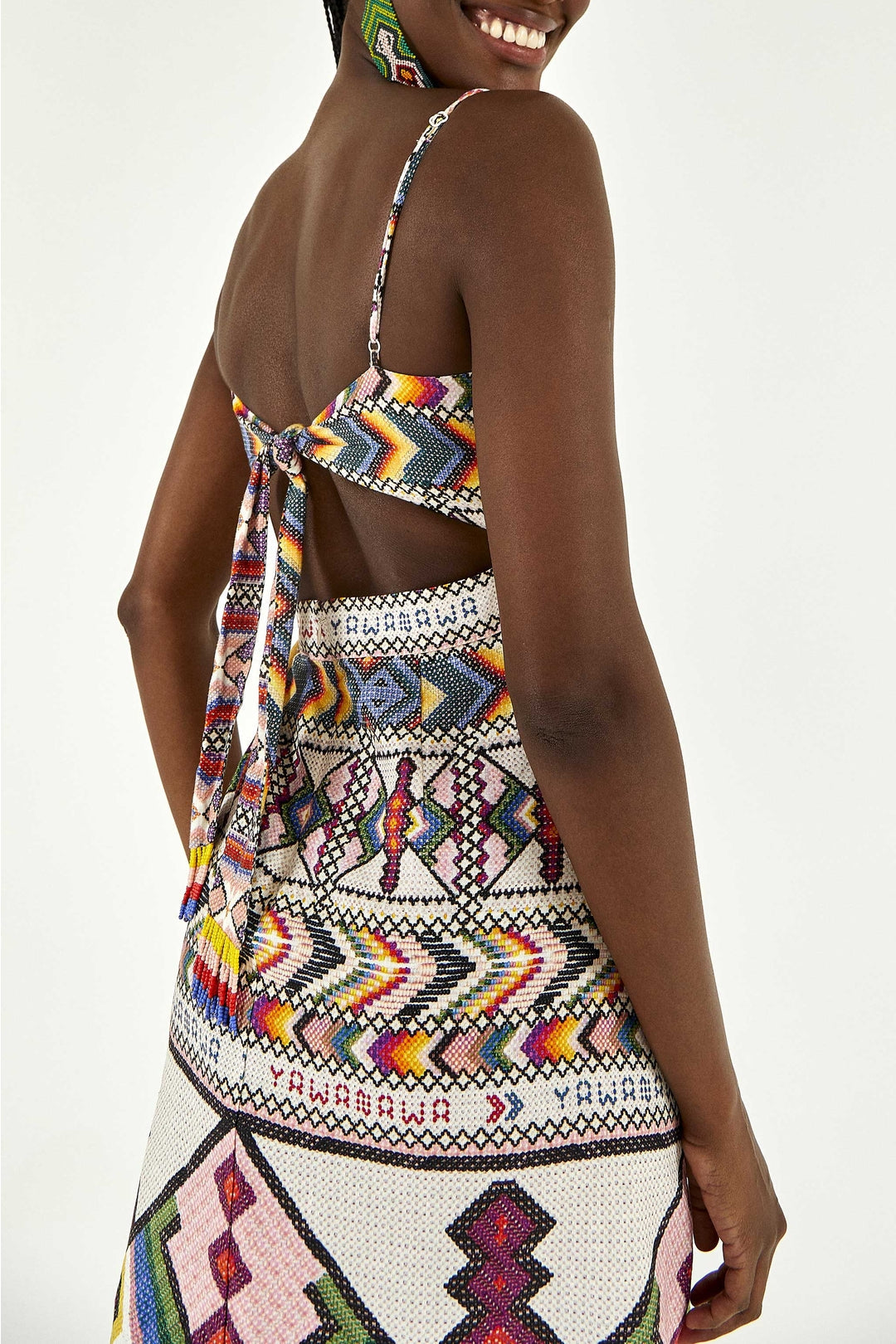 Amulette midi dress in linen - Multicolour