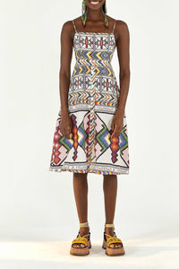 Amulette midi dress in linen - Multicolour