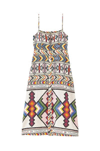 Amulette midi dress in linen - Multicolour