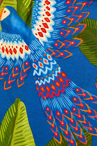 Macaw short dress in linen - Blue