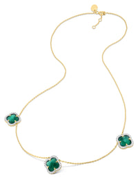Collier Victoria Diamant en or jaune & Agate et Diamant - Vert & Blanc