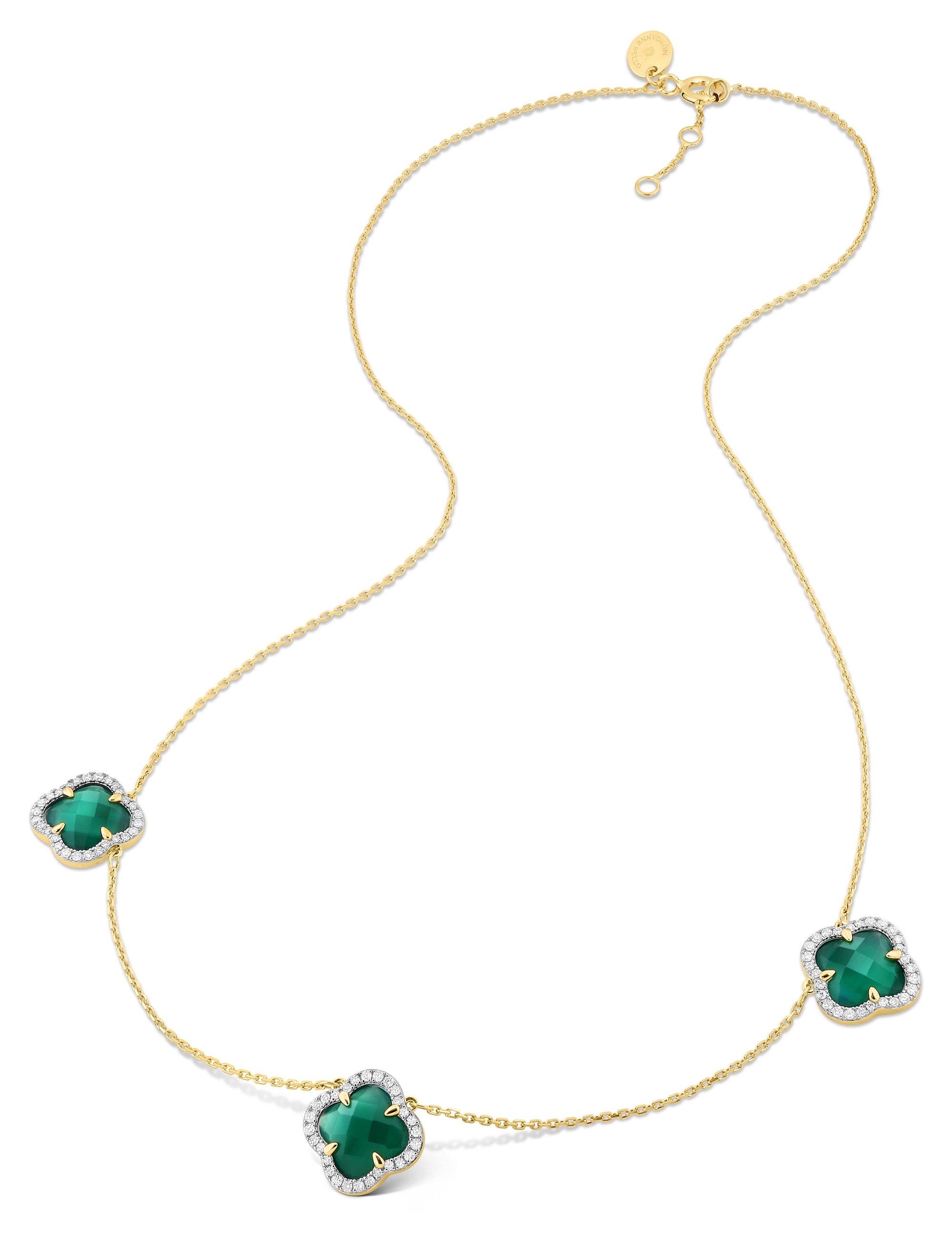 Collier Victoria Diamant en or jaune & Agate et Diamant - Vert & Blanc