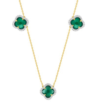 Collier Victoria Diamant en or jaune & Agate et Diamant - Vert & Blanc