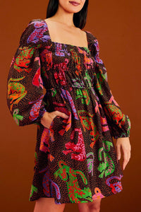 Robe midi Wild Leopards - Noir