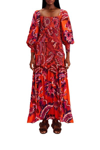 Robe longue Chevron Forest - Rouge