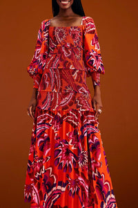 Chevron Forest Orange Robe longue - Chevron Forest Orange