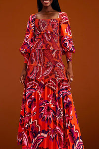 Robe longue Chevron Forest - Rouge