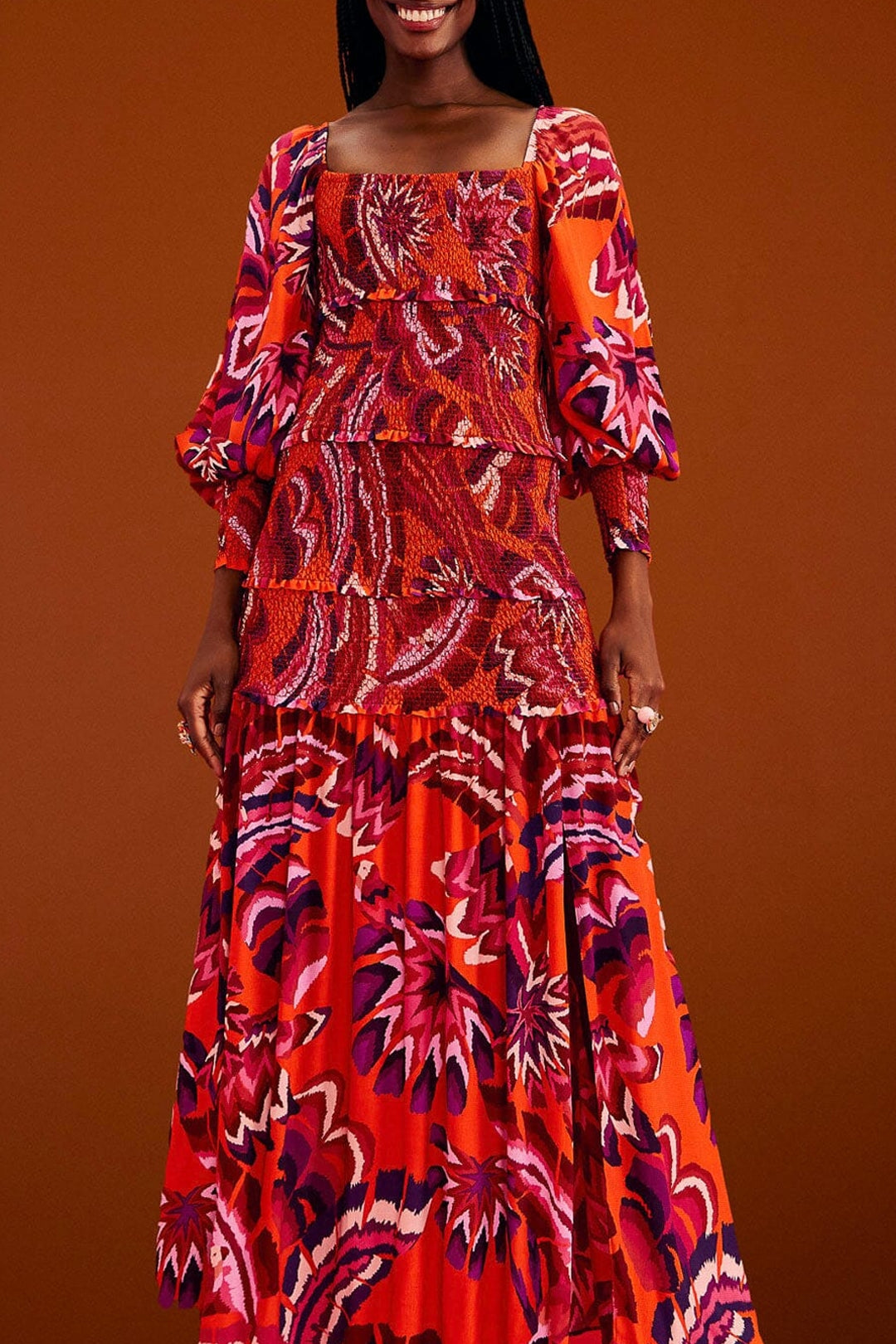 Robe longue Chevron Forest - Rouge