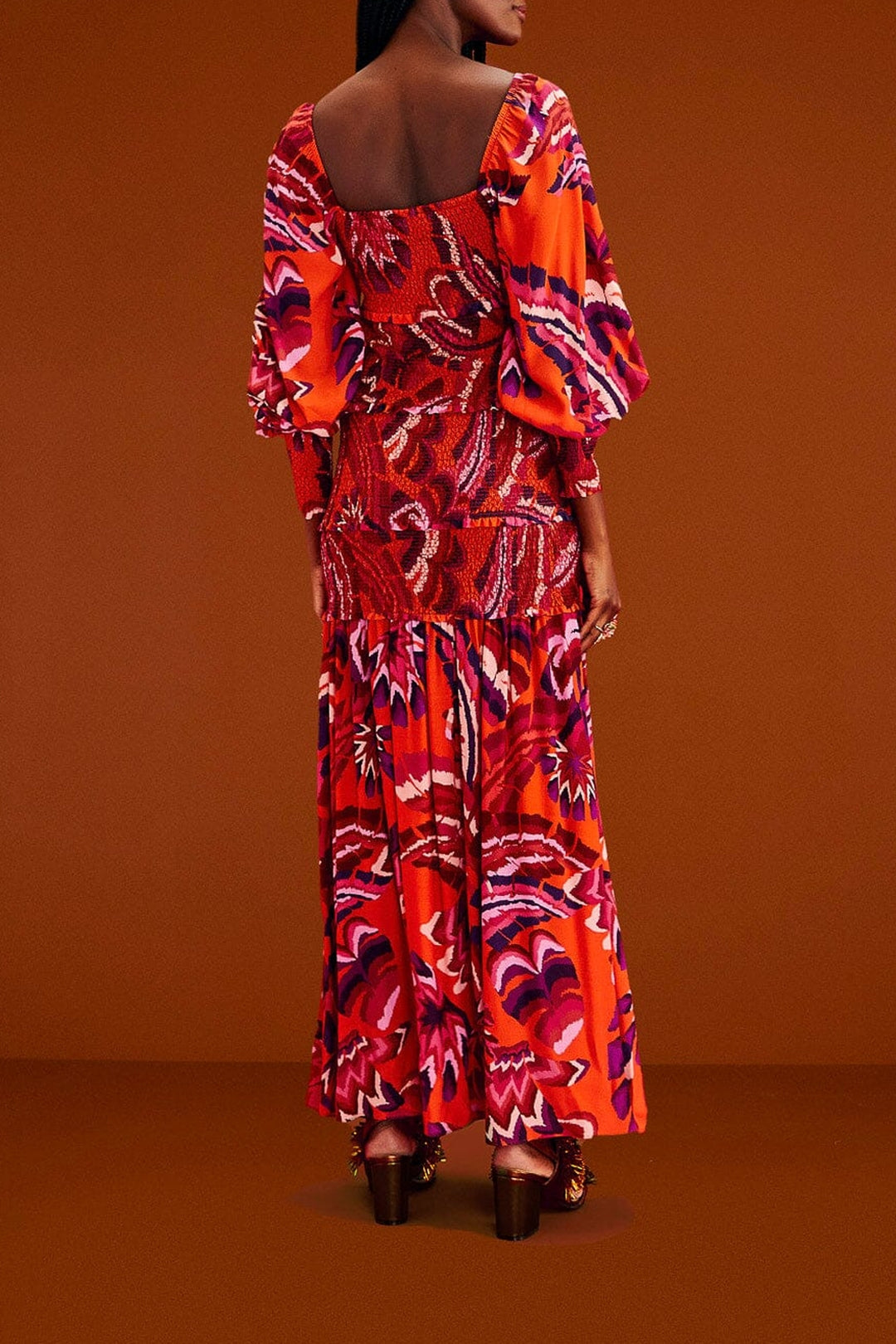 Robe longue Chevron Forest - Rouge