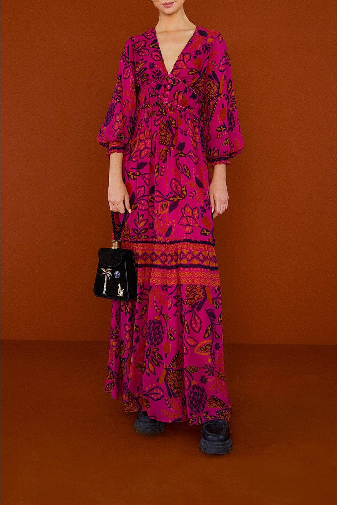 Robe longue Macaw Forest - Rose