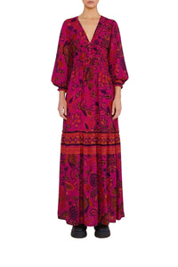 Robe longue Macaw Forest - Rose