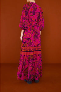 Robe longue Macaw Forest - Rose