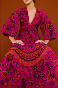 Robe longue Macaw Forest - Rose