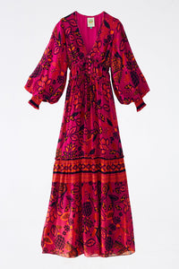 Robe longue Macaw Forest - Rose