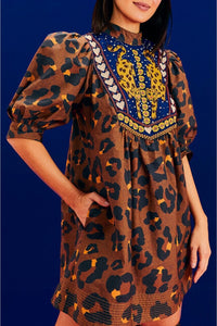 MEDIA OFF LINE_Robe mini Maxi Leopard Caramel - Marron