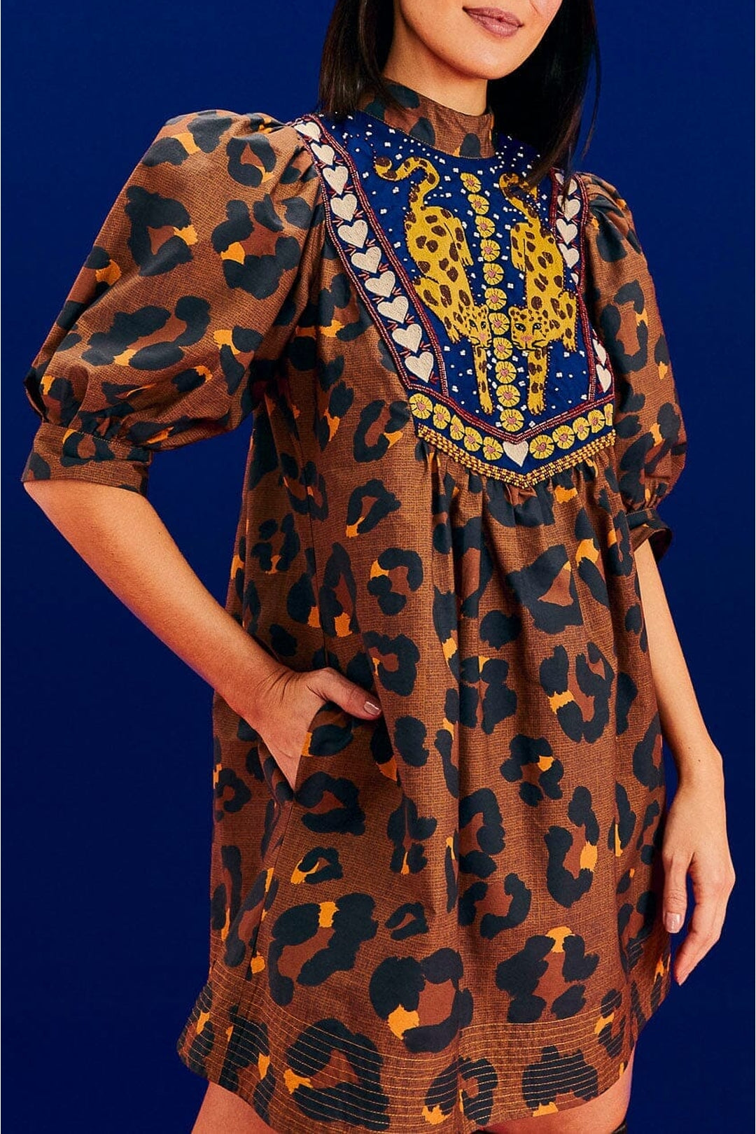 MEDIA OFF LINE_Robe mini Maxi Leopard Caramel - Marron