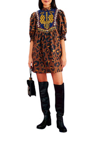MEDIA OFF LINE_Robe mini Maxi Leopard Caramel - Marron