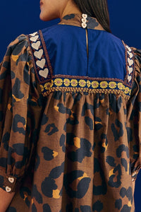 MEDIA OFF LINE_Robe mini Maxi Leopard Caramel - Marron