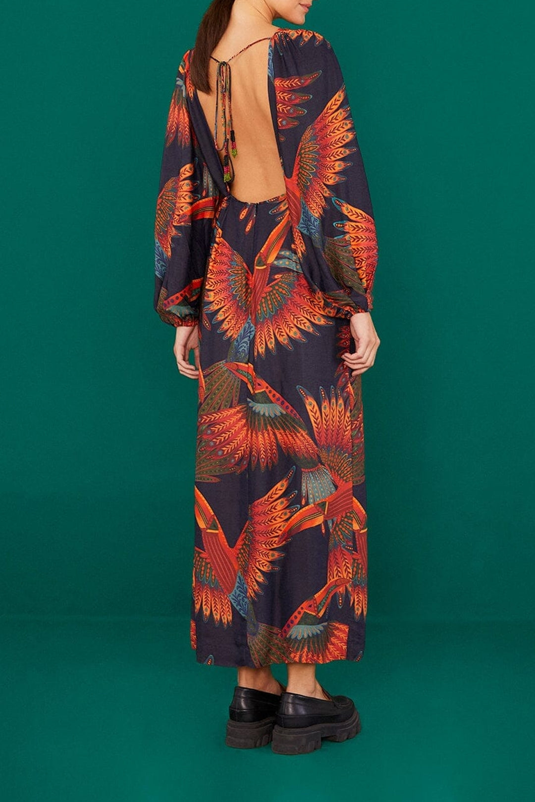 Robe longue Arabesque Toucans - Noir